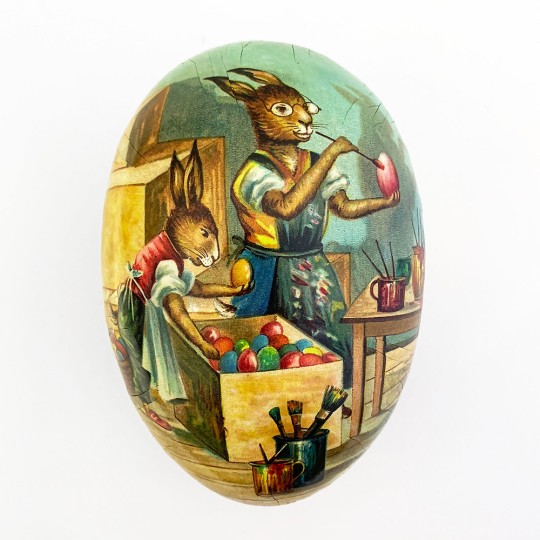 6" Vintage Easter Egg Workshop Papier Mache Easter Egg Container ~ Germany